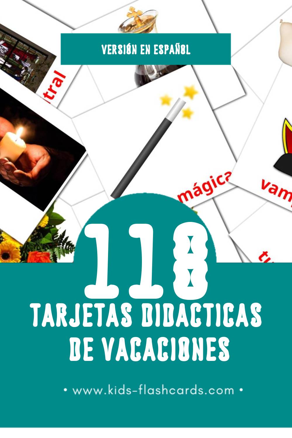 Tarjetas visuales de Vacaciones para niños pequeños (118 tarjetas en Español)