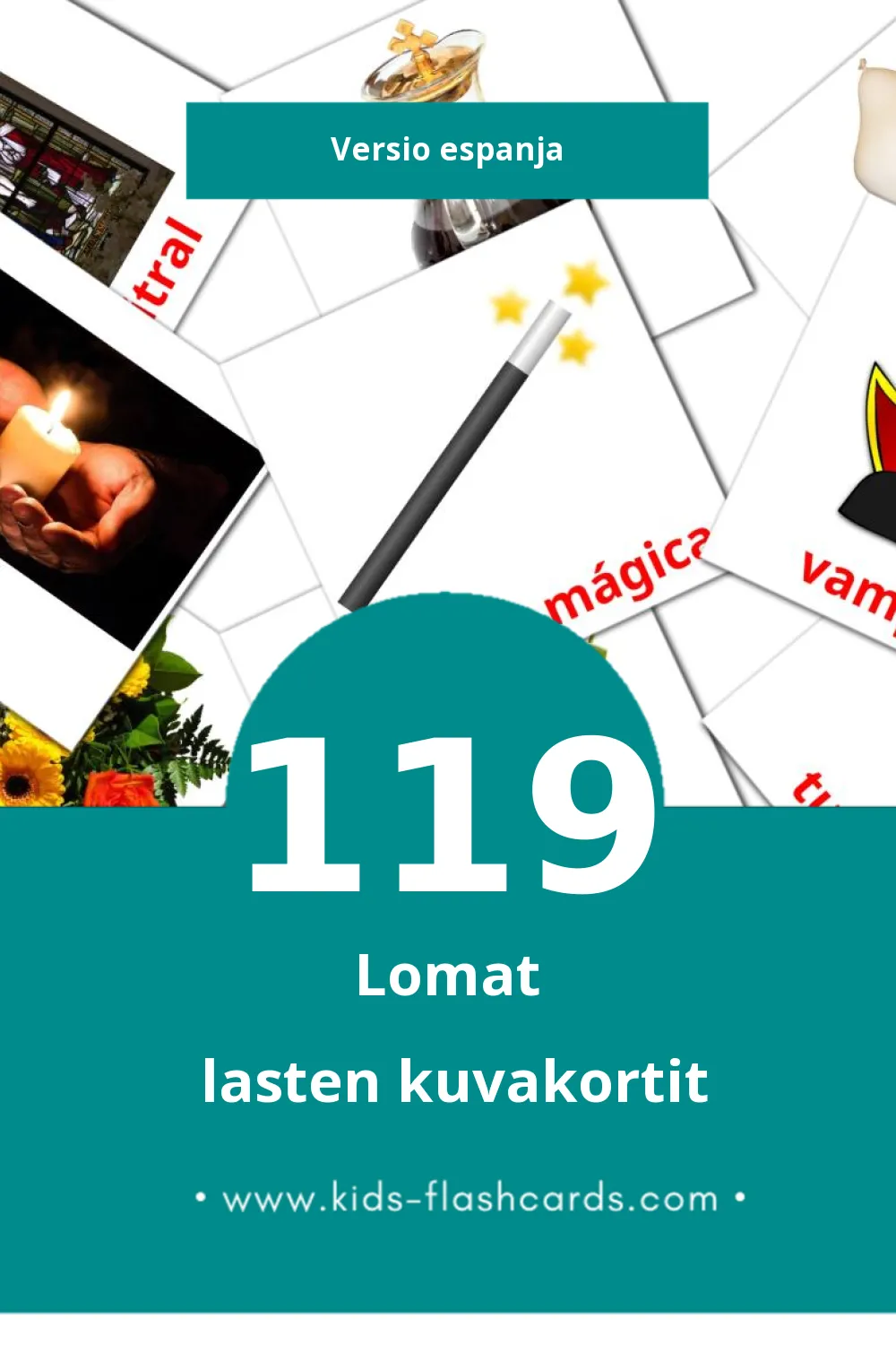 Vacaciones lasten kuvakortit pikkulapsille (119 korttia Espanjaksi)