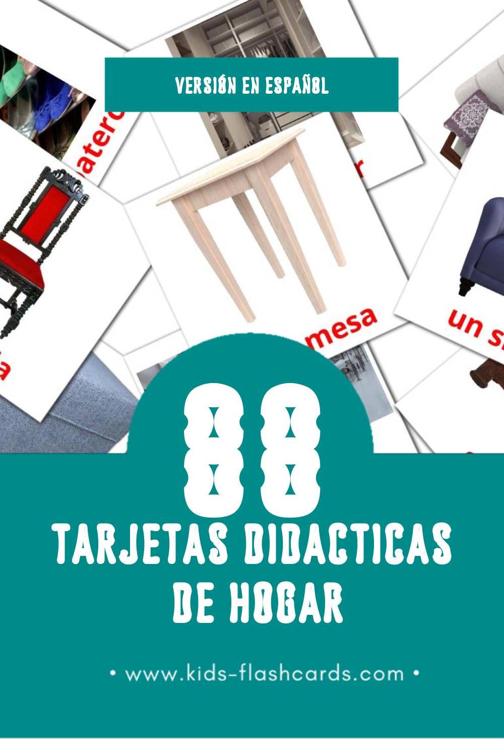 Tarjetas visuales de Hogar para niños pequeños (88 tarjetas en Español)