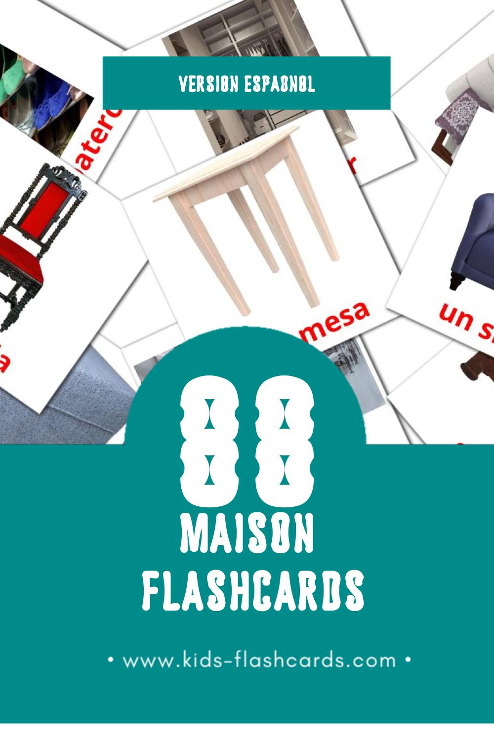 Flashcards Visual Hogar pour les tout-petits (91 cartes en Espagnol)