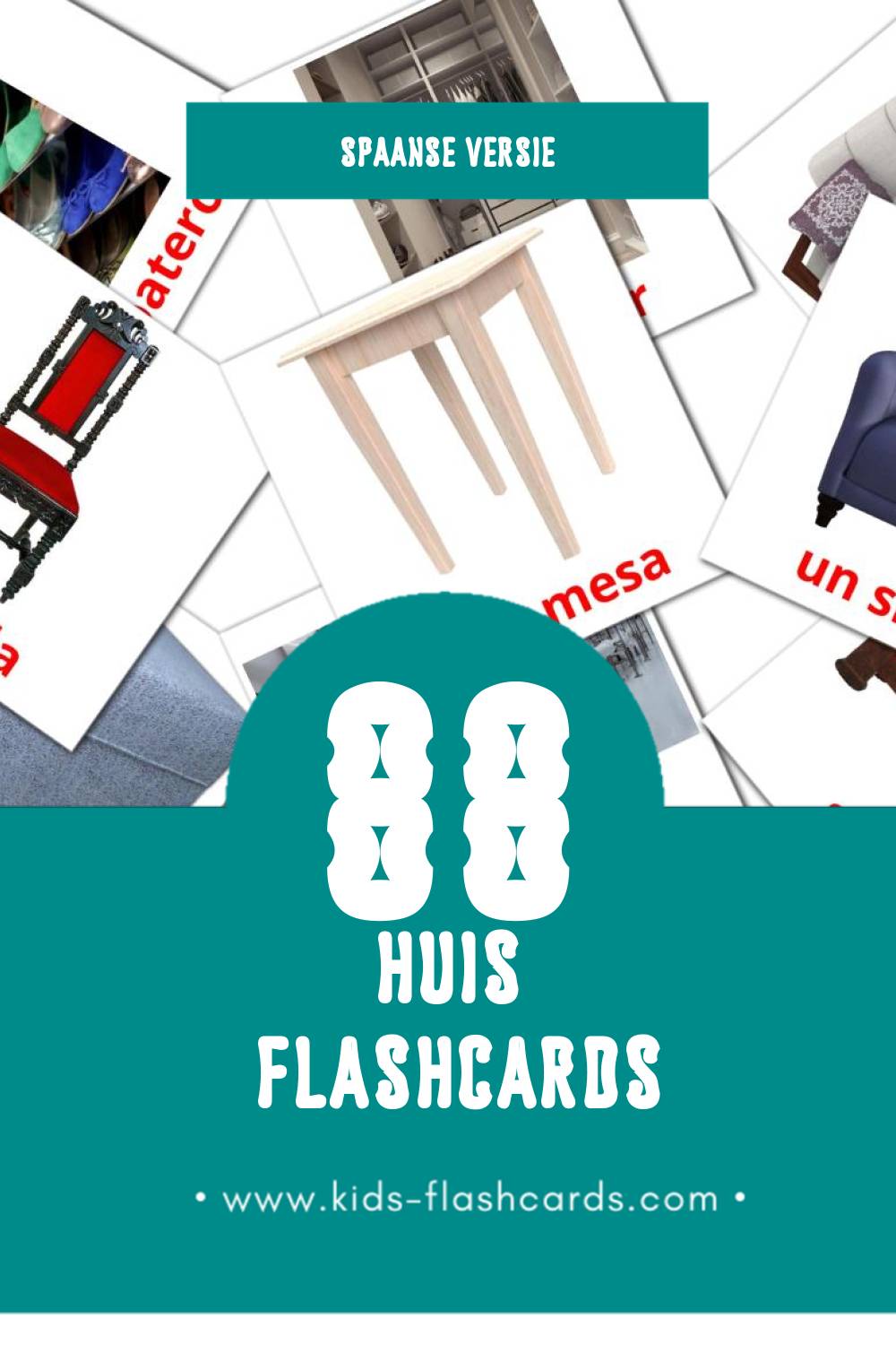 Visuele Hogar Flashcards voor Kleuters (88 kaarten in het Spaans)