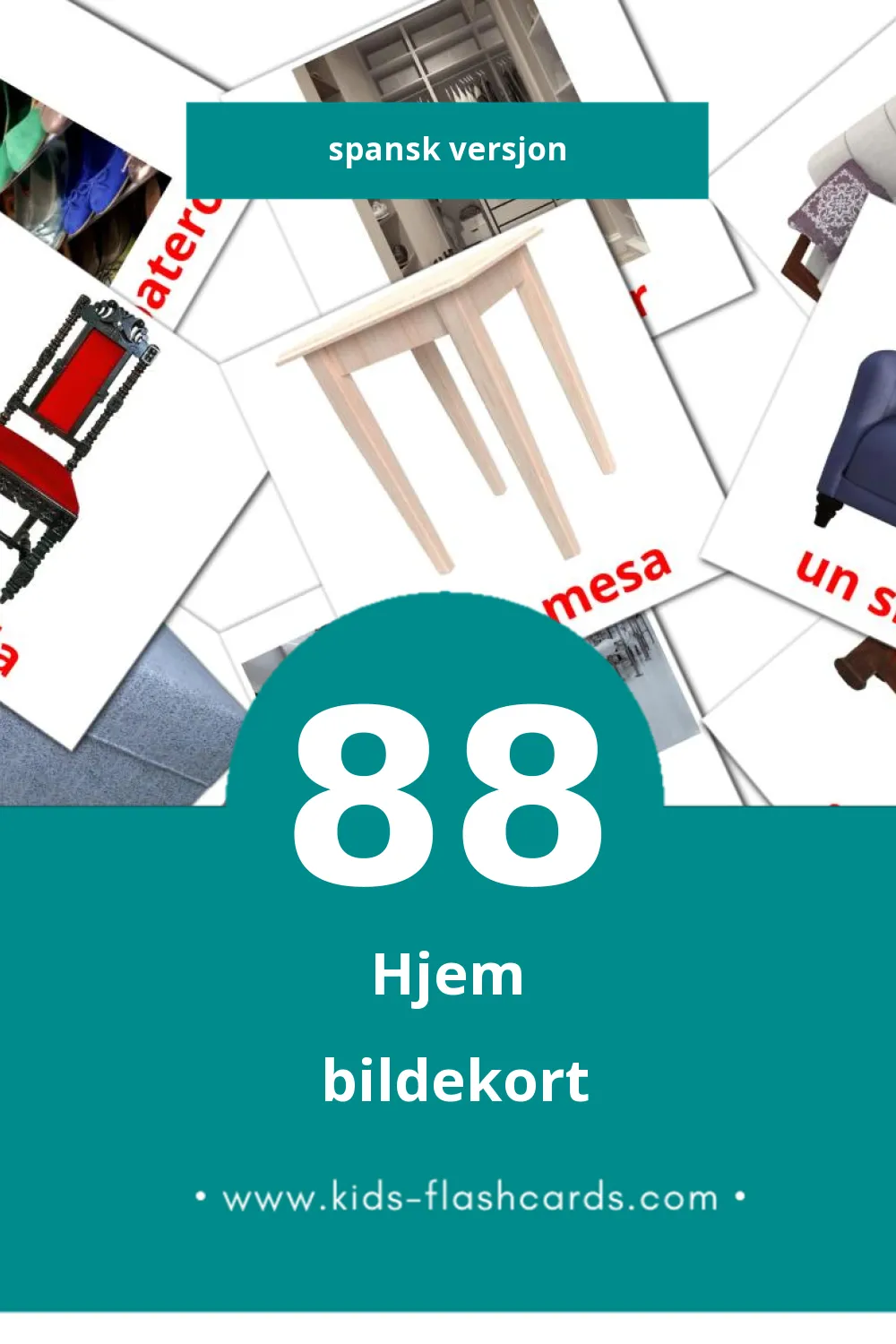 Visuelle Hogar bildekort for småbarn (88 kort på Spansk)