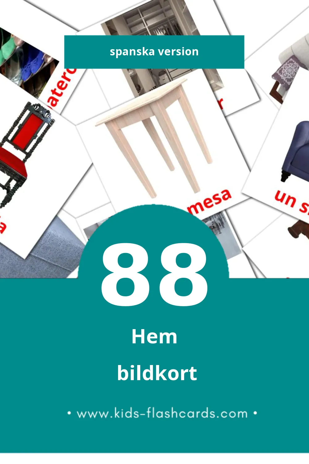 Visuella Hogar för småbarn (88 bildkort för barn på Spanska)