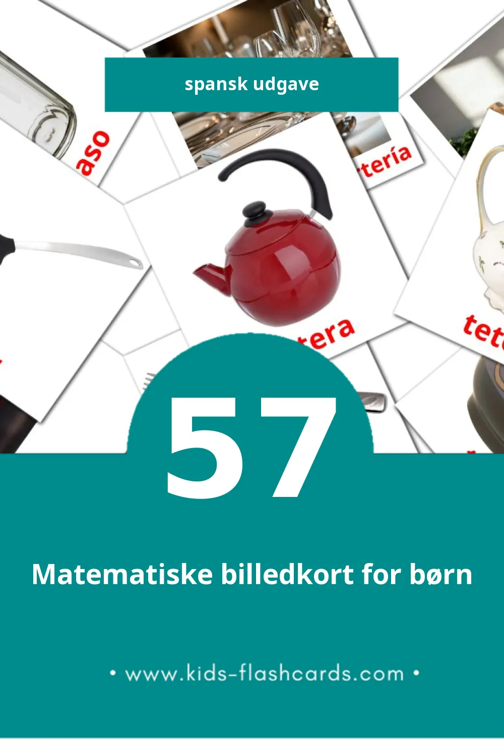 Visuelle billedkort for børn om Cocina til småbørn (57 kort på Spansk)