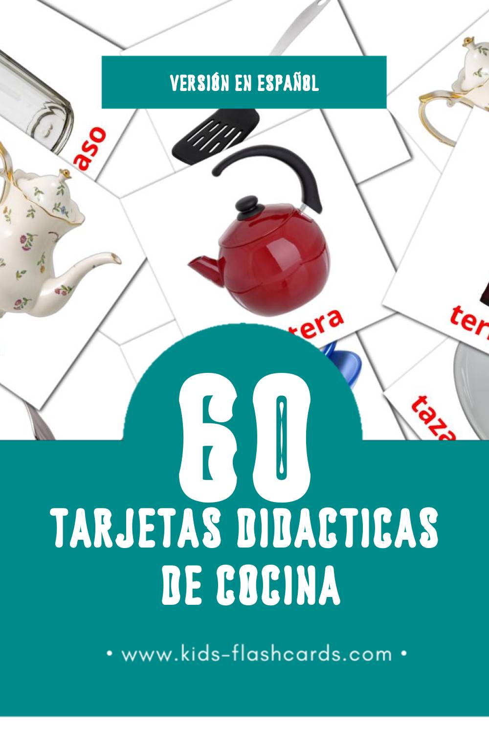 Tarjetas visuales de Cocina para niños pequeños (60 tarjetas en Español)