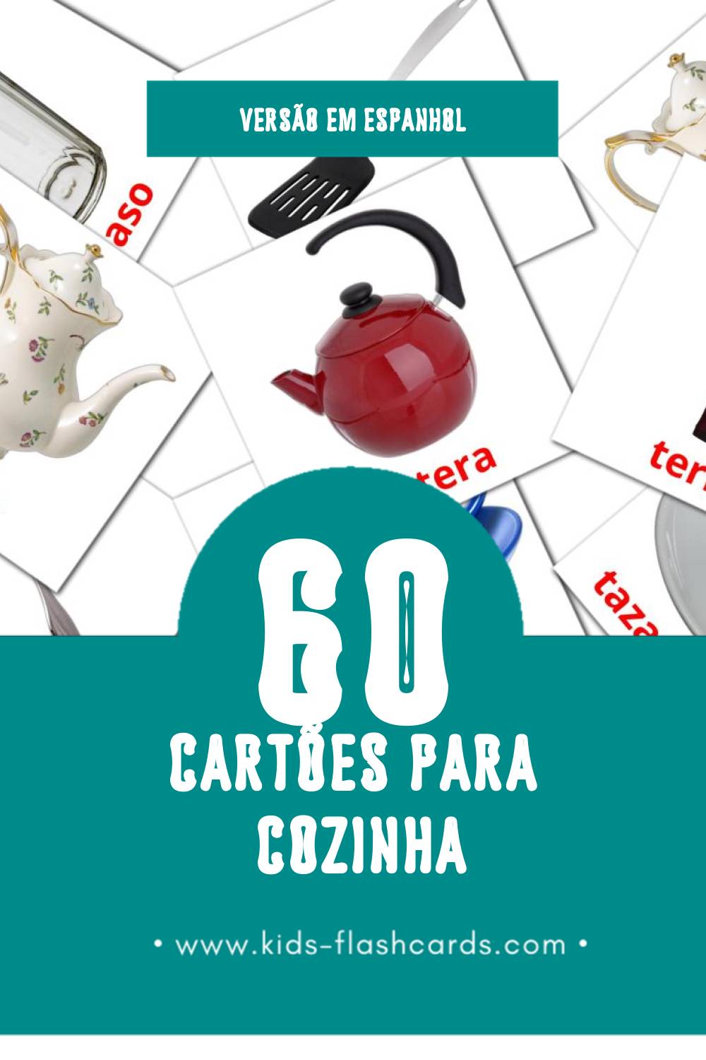 Flashcards de Cocina Visuais para Toddlers (60 cartões em Espanhol)