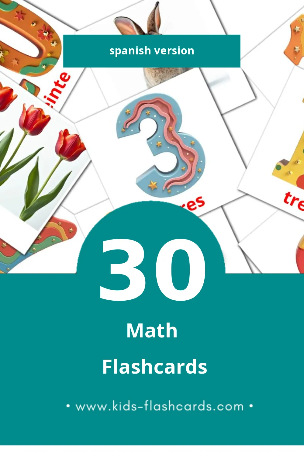 Visual Matematicas Flashcards for Toddlers (30 cards in Spanish)