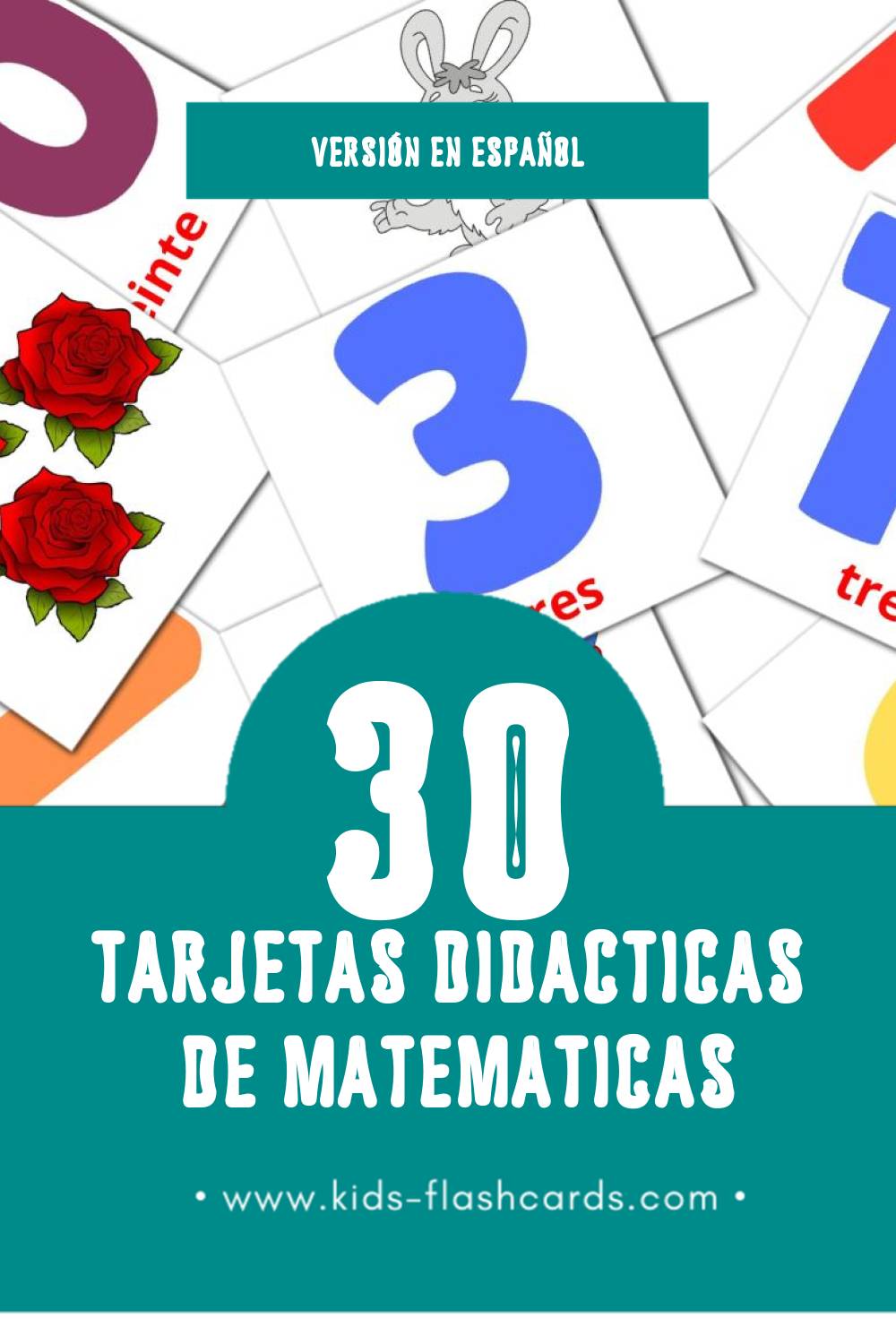 Tarjetas visuales de Matematicas para niños pequeños (30 tarjetas en Español)