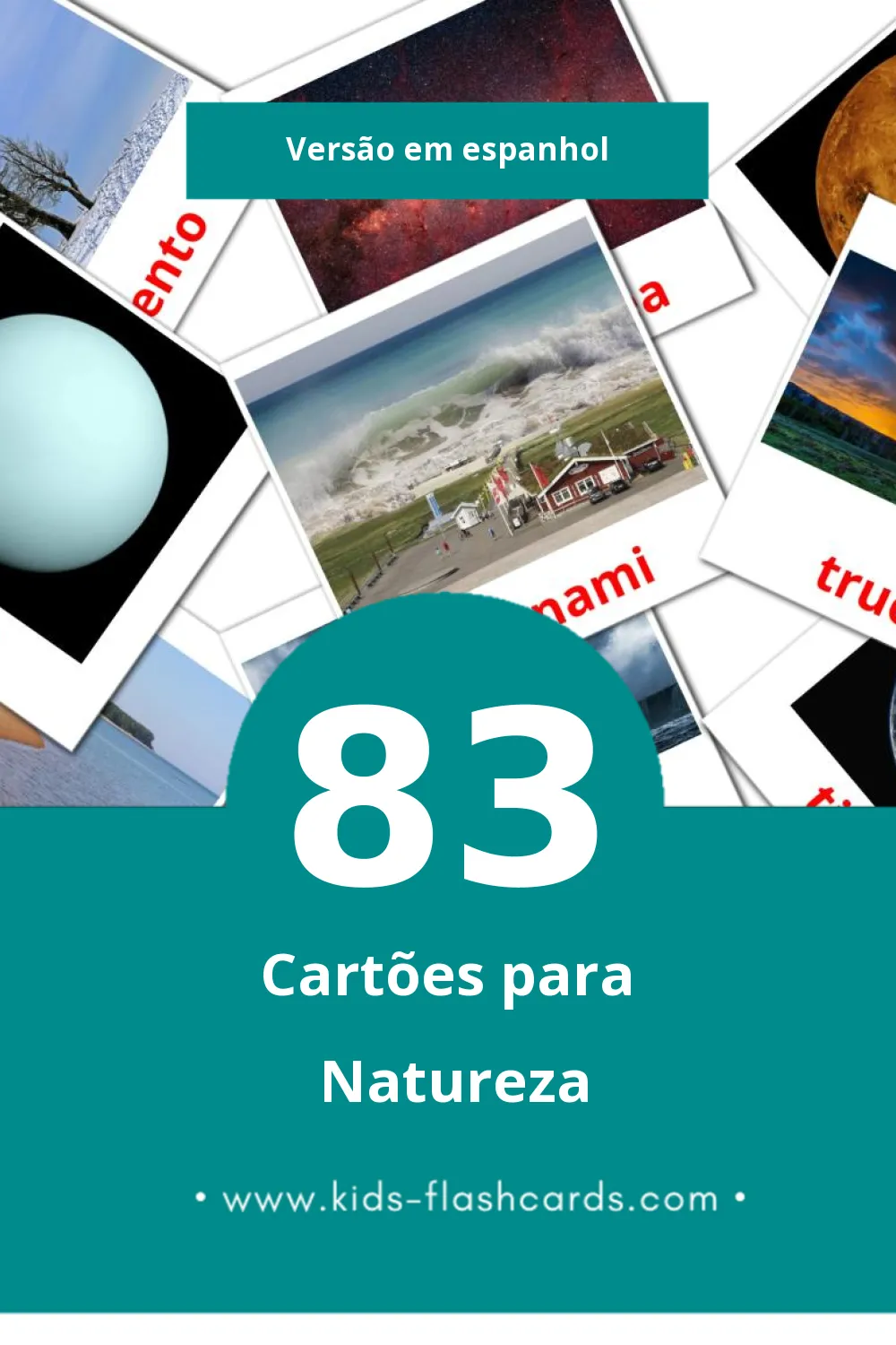 Flashcards de Naturaleza Visuais para Toddlers (83 cartões em Espanhol)