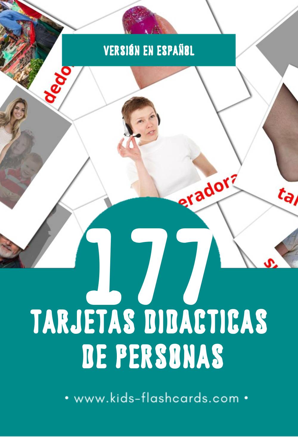 Tarjetas visuales de Personas para niños pequeños (177 tarjetas en Español)