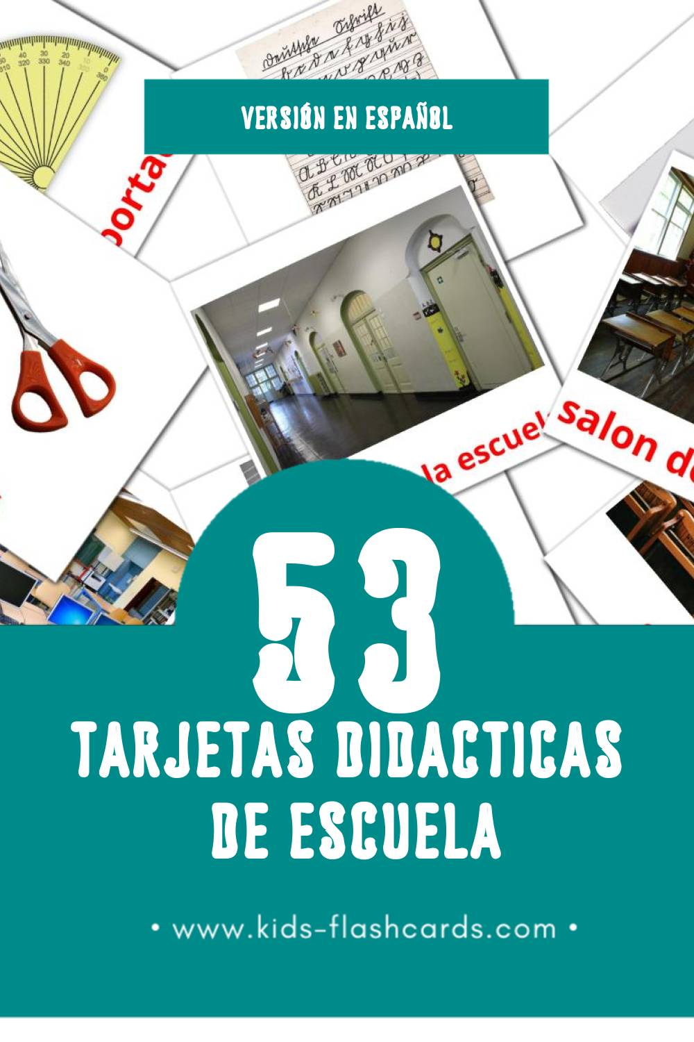 Tarjetas visuales de Escuela para niños pequeños (53 tarjetas en Español)