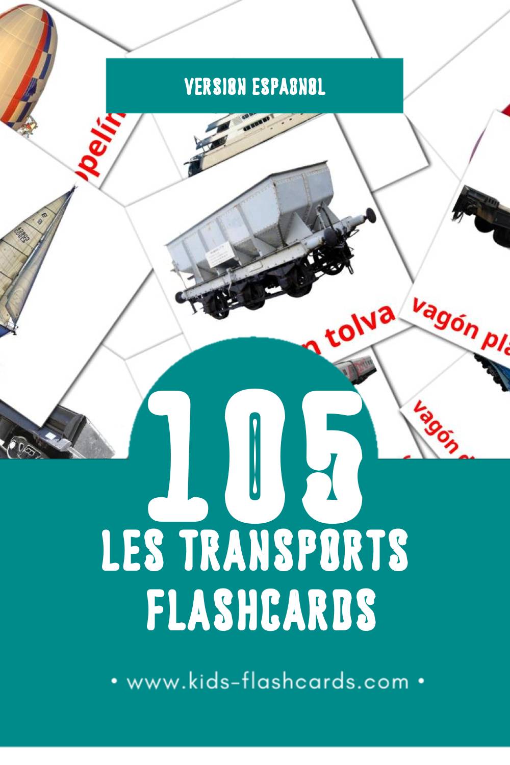 Flashcards Visual Transportes pour les tout-petits (108 cartes en Espagnol)
