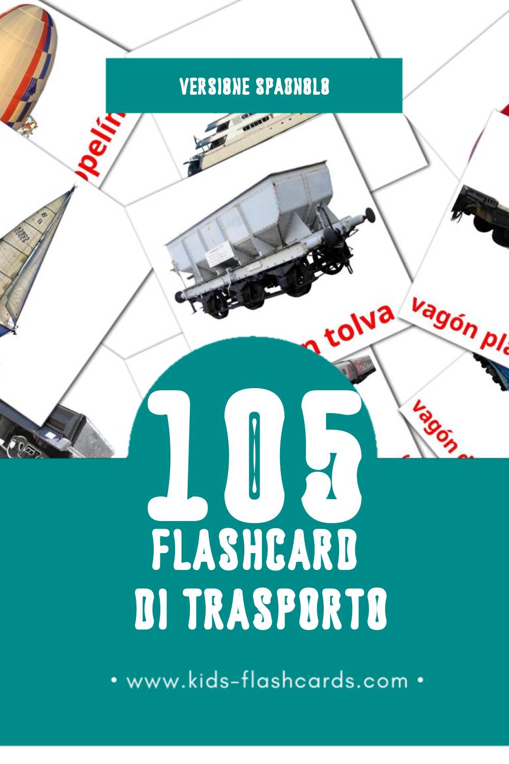 Schede visive sugli Transportes per bambini (105 schede in Spagnolo)