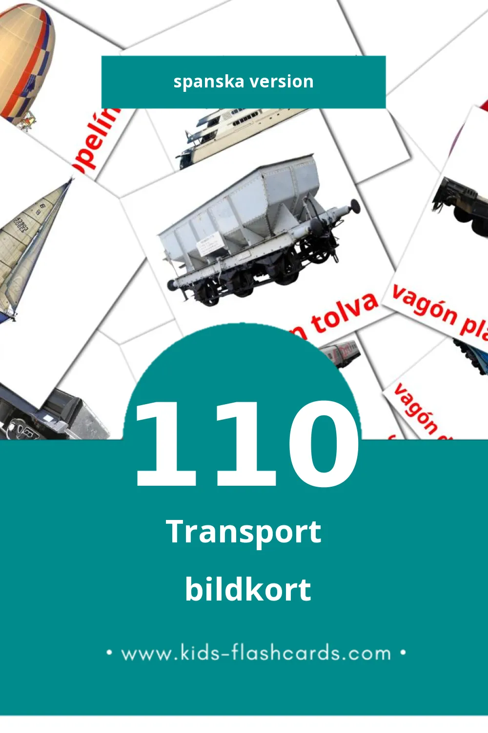 Visuella Transportes för småbarn (110 bildkort för barn på Spanska)