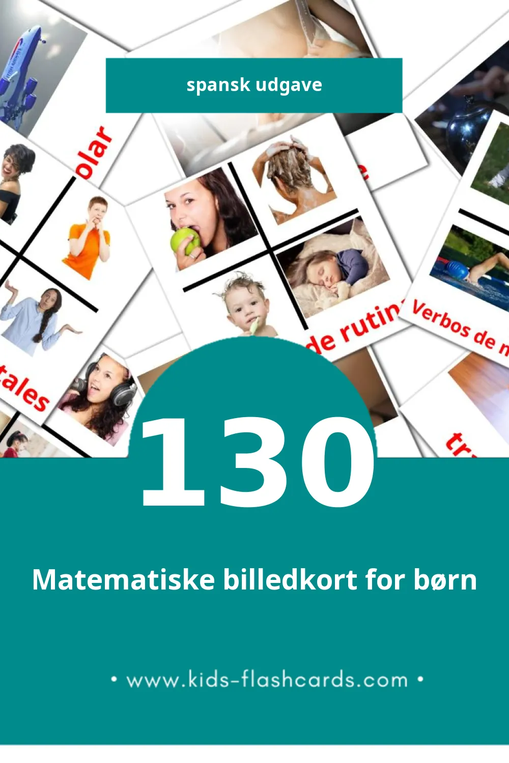 Visuelle billedkort for børn om Verbosa til småbørn (130 kort på Spansk)