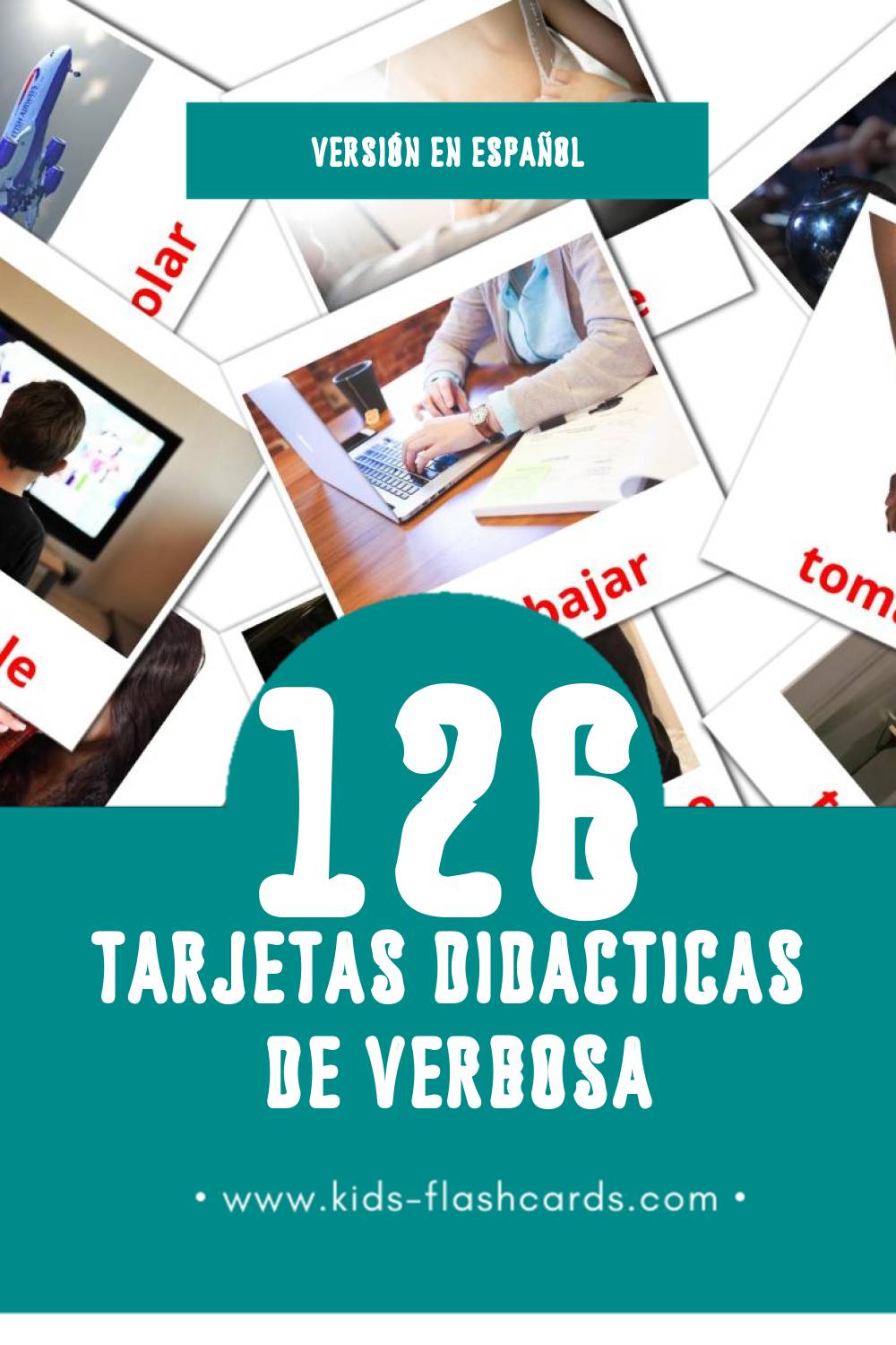Tarjetas visuales de Verbosa para niños pequeños (126 tarjetas en Español)