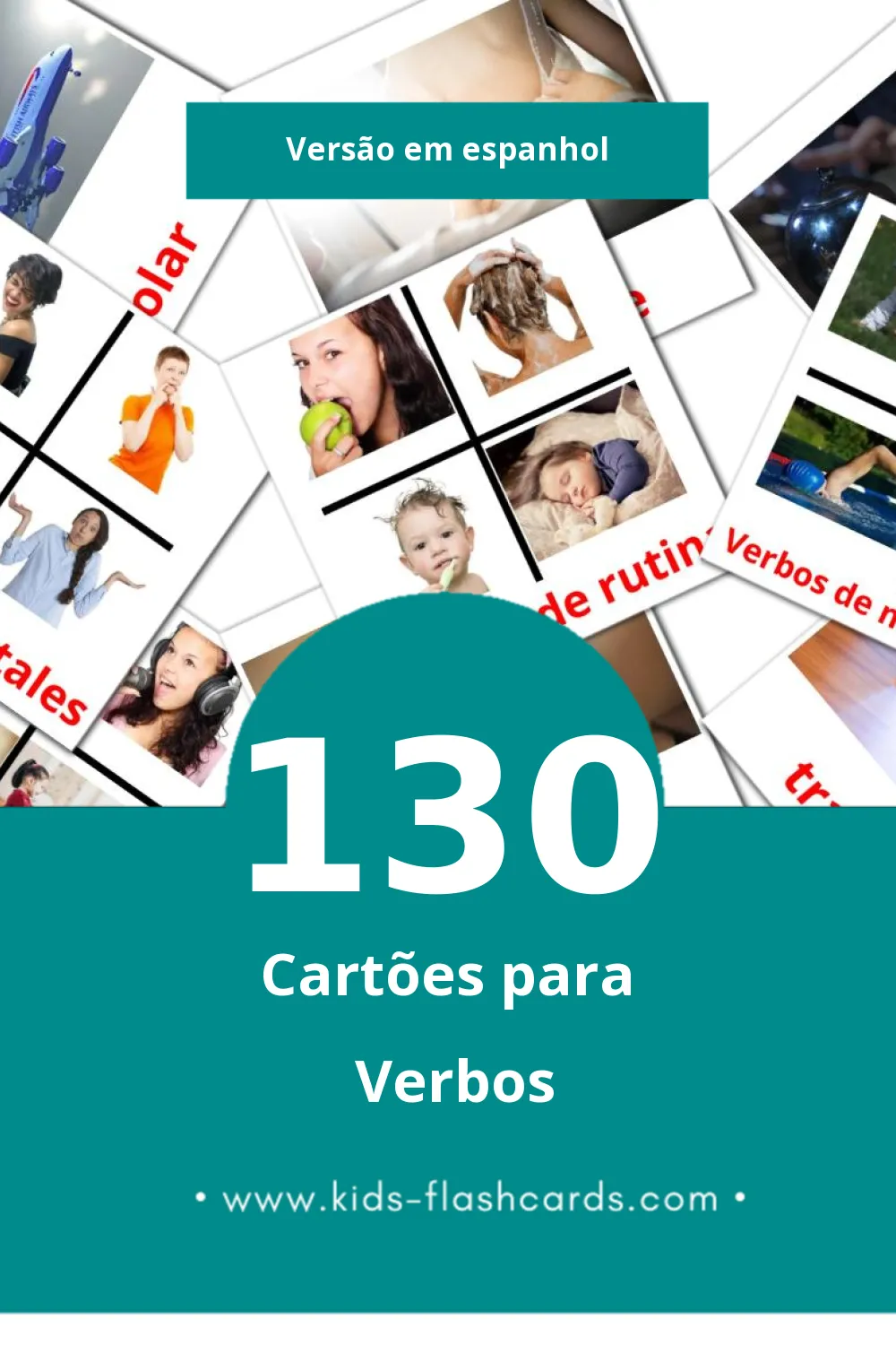 Flashcards de Verbosa Visuais para Toddlers (130 cartões em Espanhol)