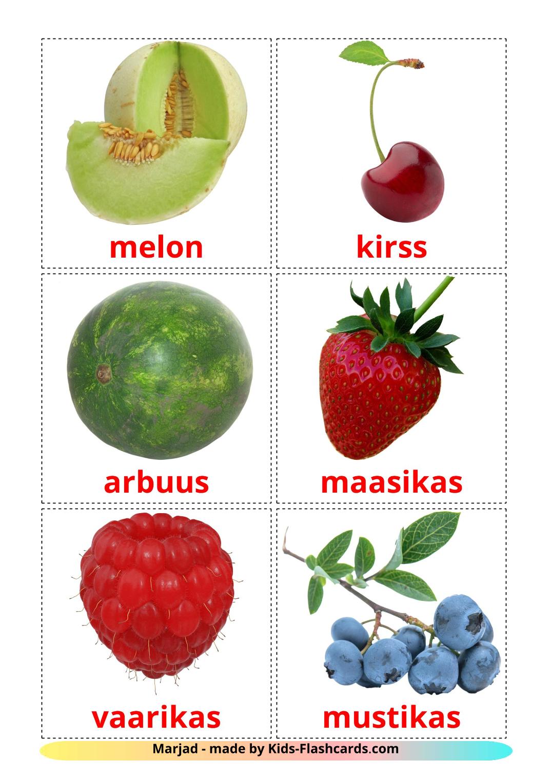 Berries - 11 Free Printable estonian Flashcards 