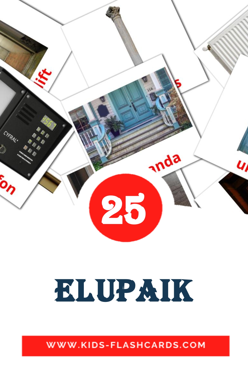 25 Elupaik Picture Cards for Kindergarden in estonian