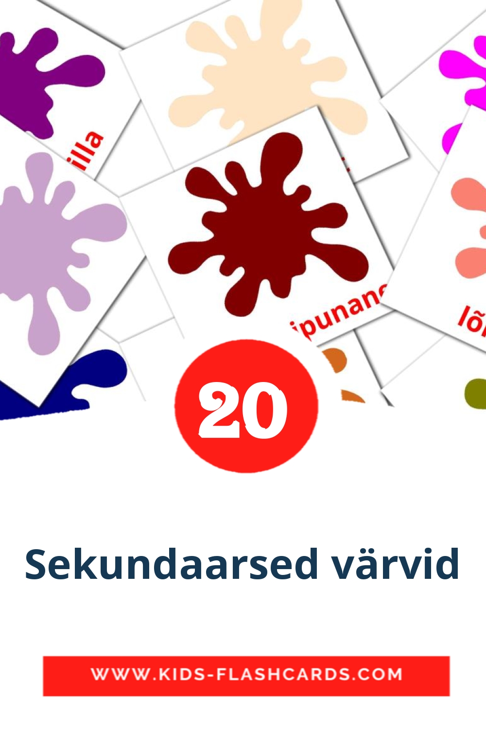 20 cartes illustrées de Sekundaarsed värvid pour la maternelle en estonien