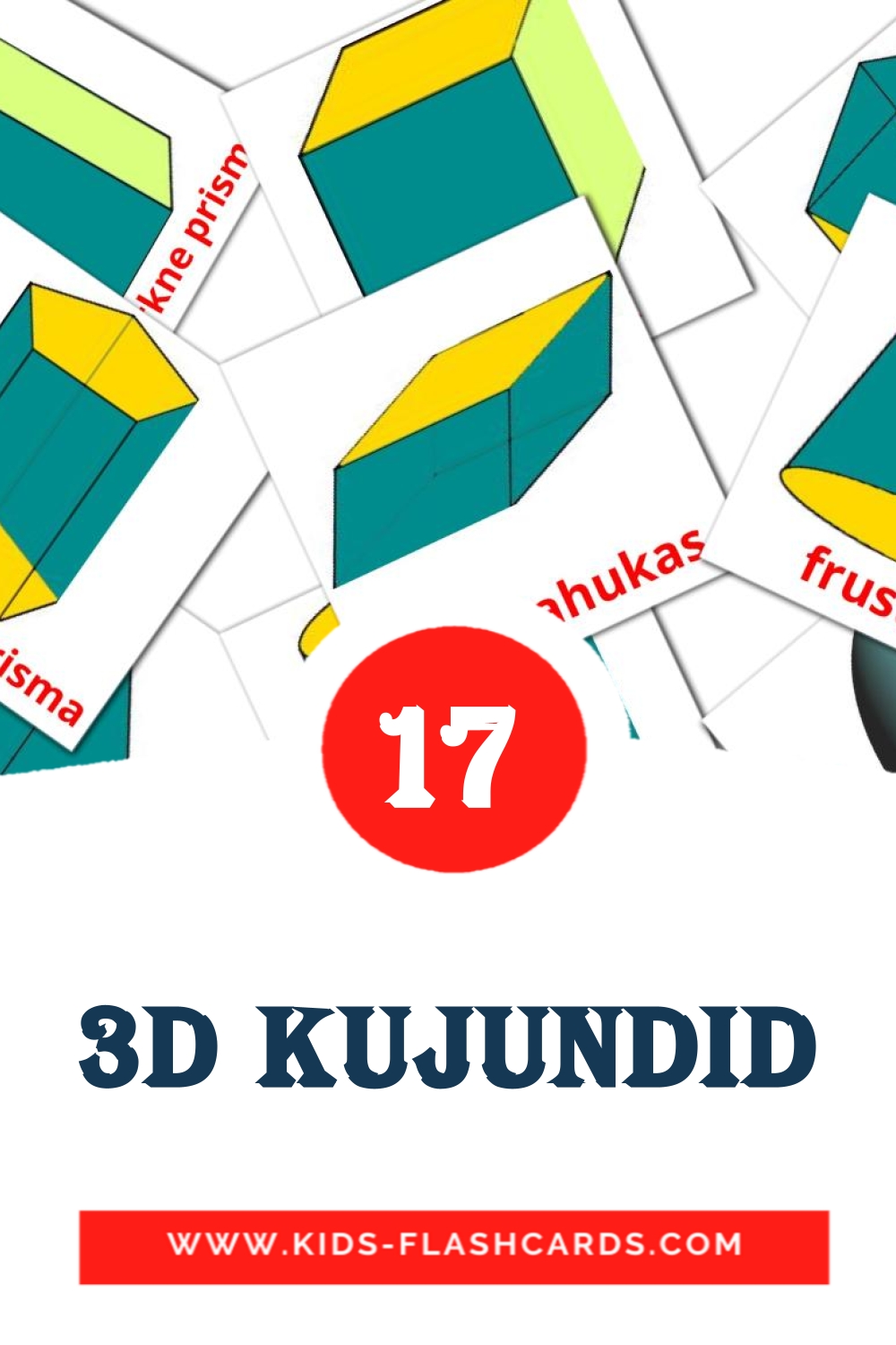 17 3D kujundid Bildkarten für den Kindergarten auf Estnisch