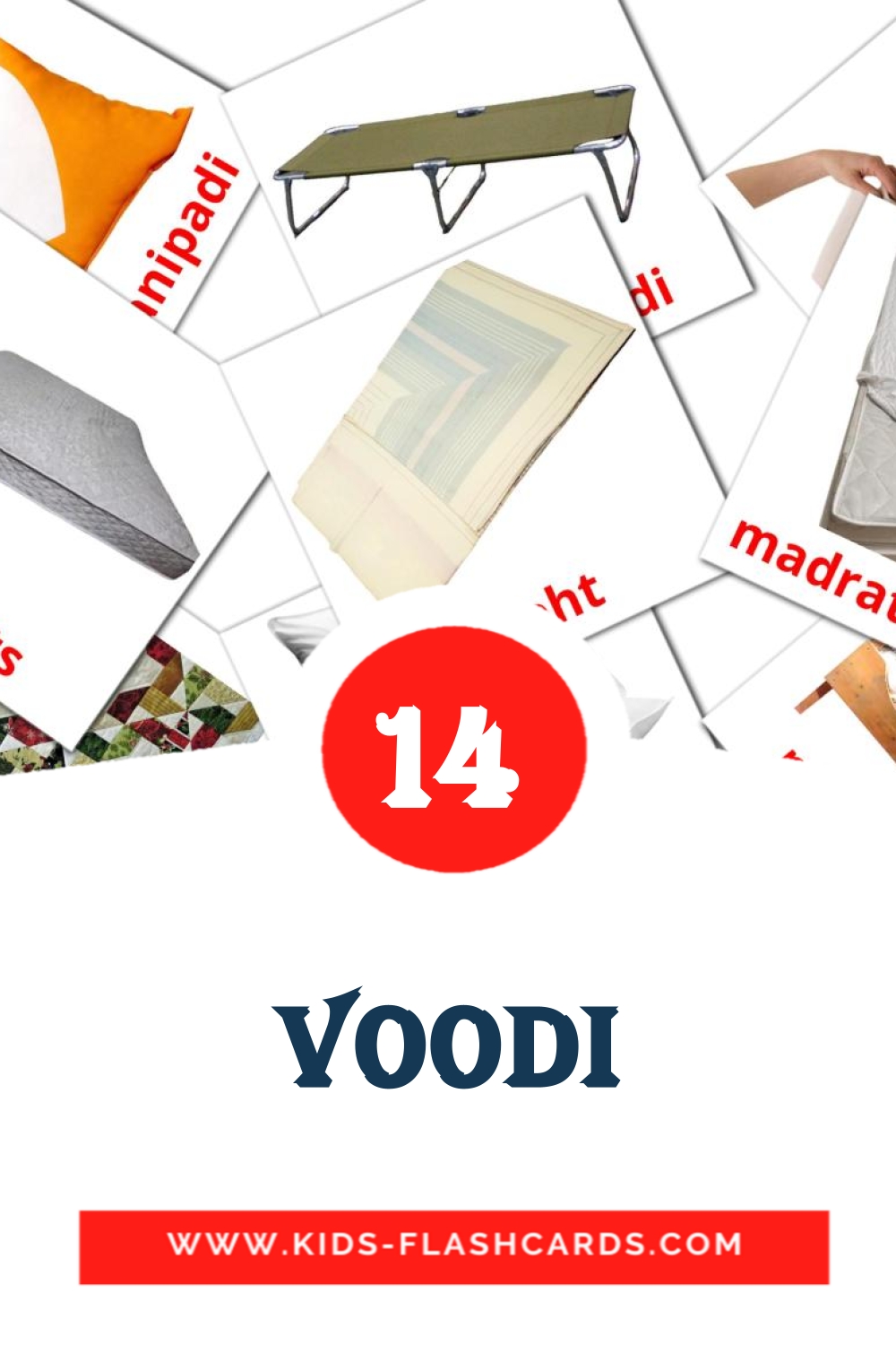 14 Voodi Bildkarten für den Kindergarten auf Estnisch