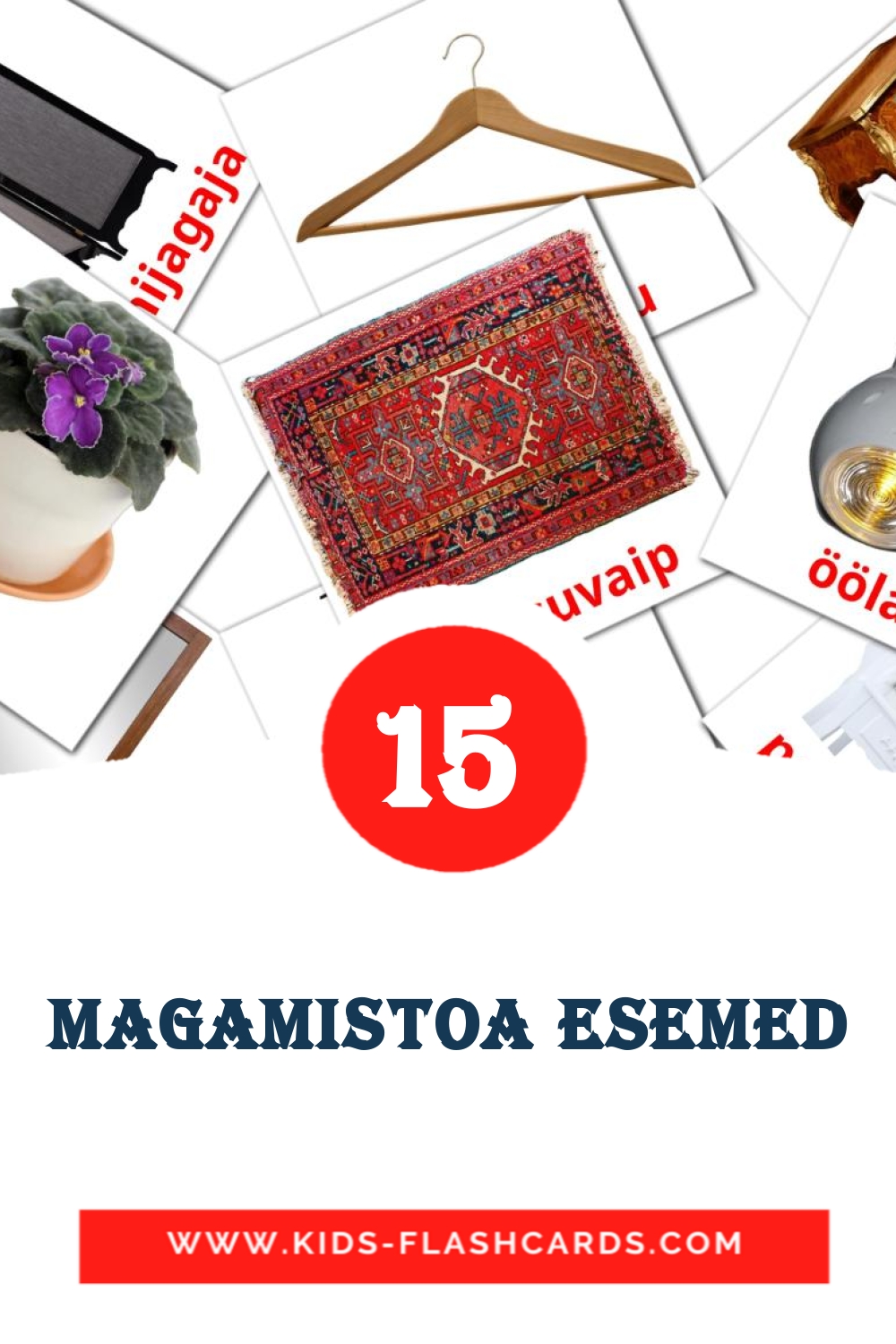 15 Magamistoa esemed Picture Cards for Kindergarden in estonian