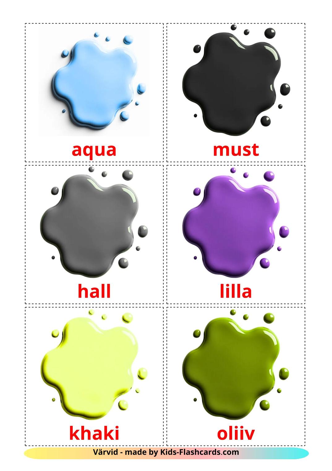 Colors - 21 Free Printable estonian Flashcards 