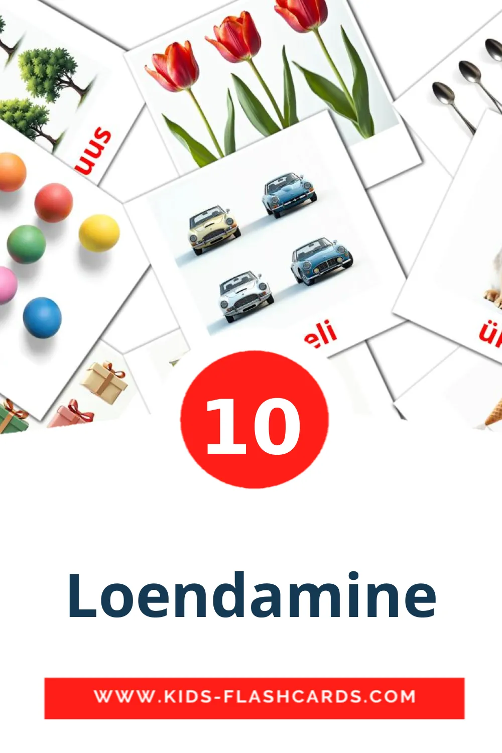 10 Loendamine Picture Cards for Kindergarden in estonian