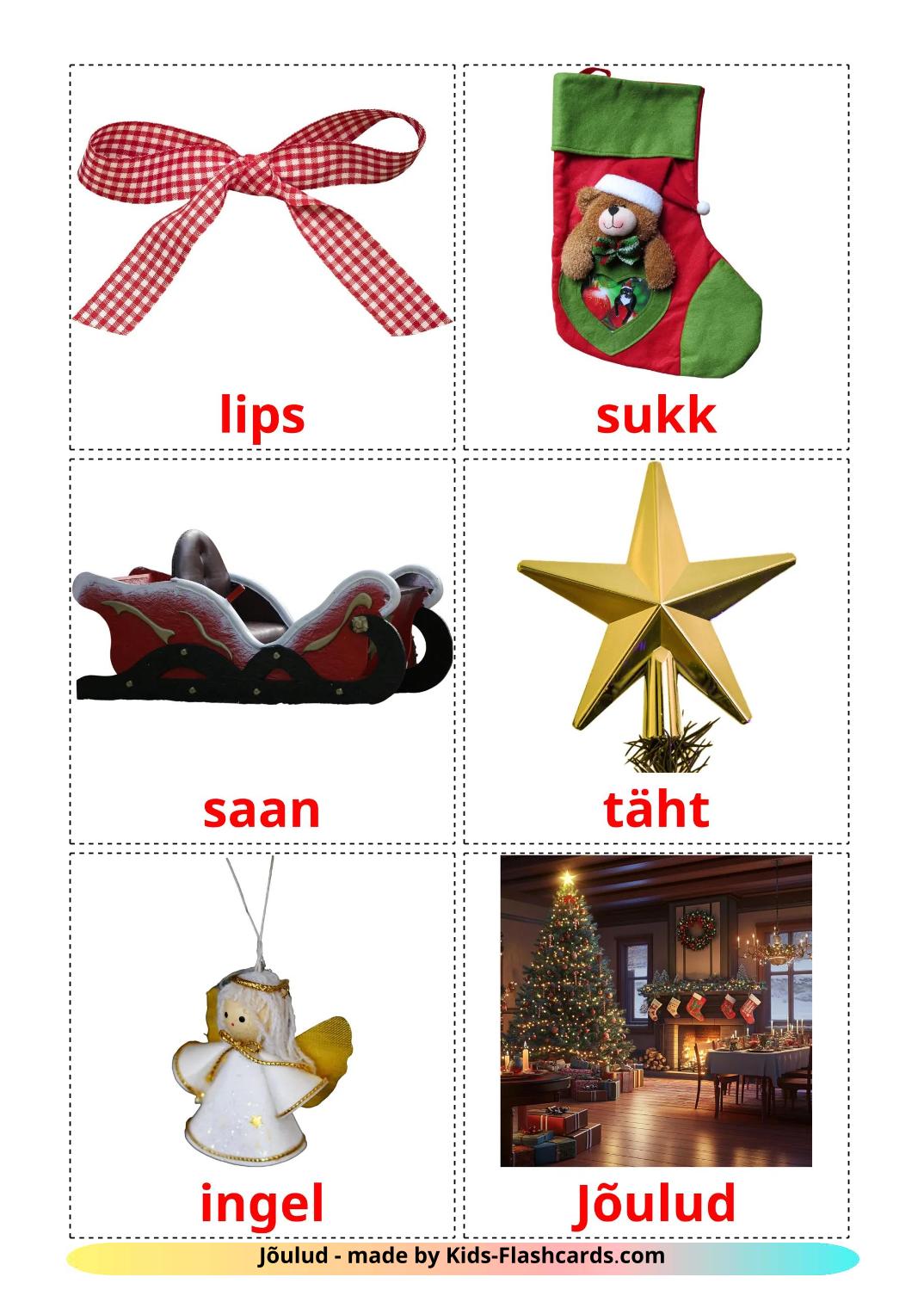 Christmas - 29 Free Printable estonian Flashcards 