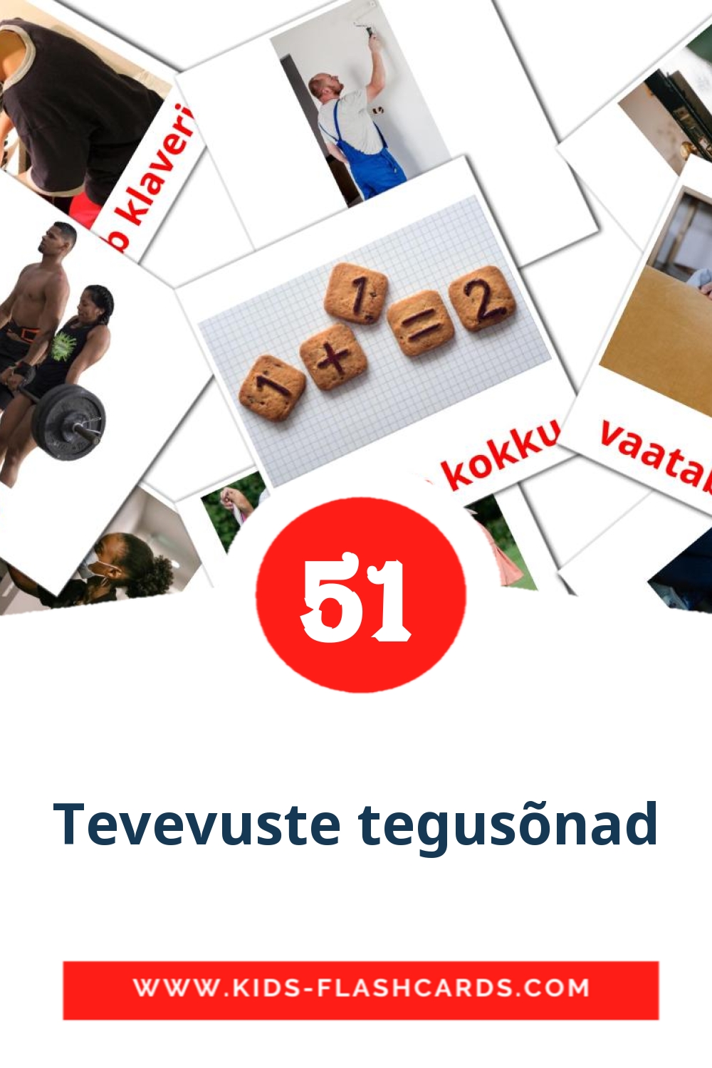 54 cartes illustrées de Tevevuste tegusõnad pour la maternelle en estonien