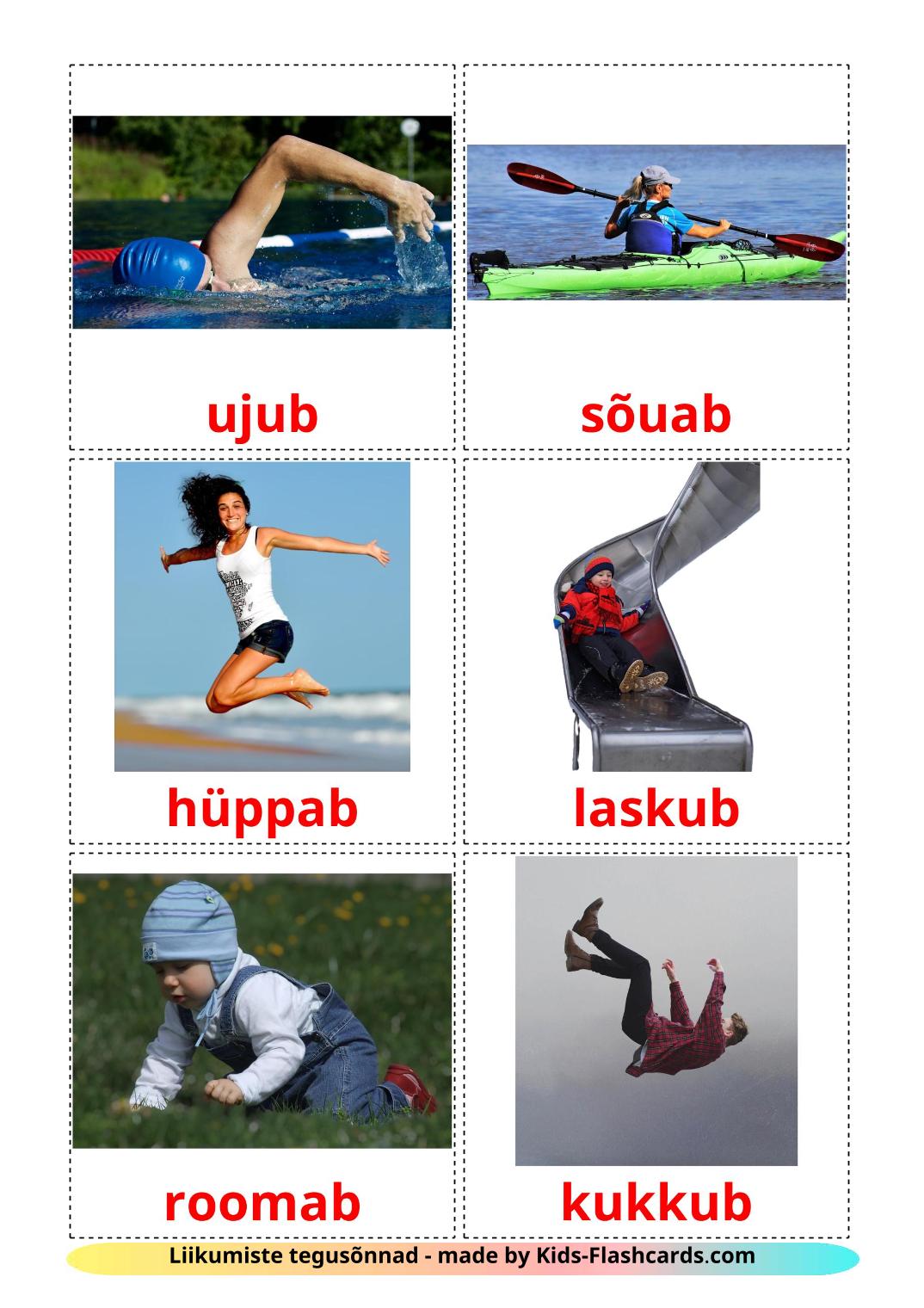 Movement verbs - 19 Free Printable estonian Flashcards 