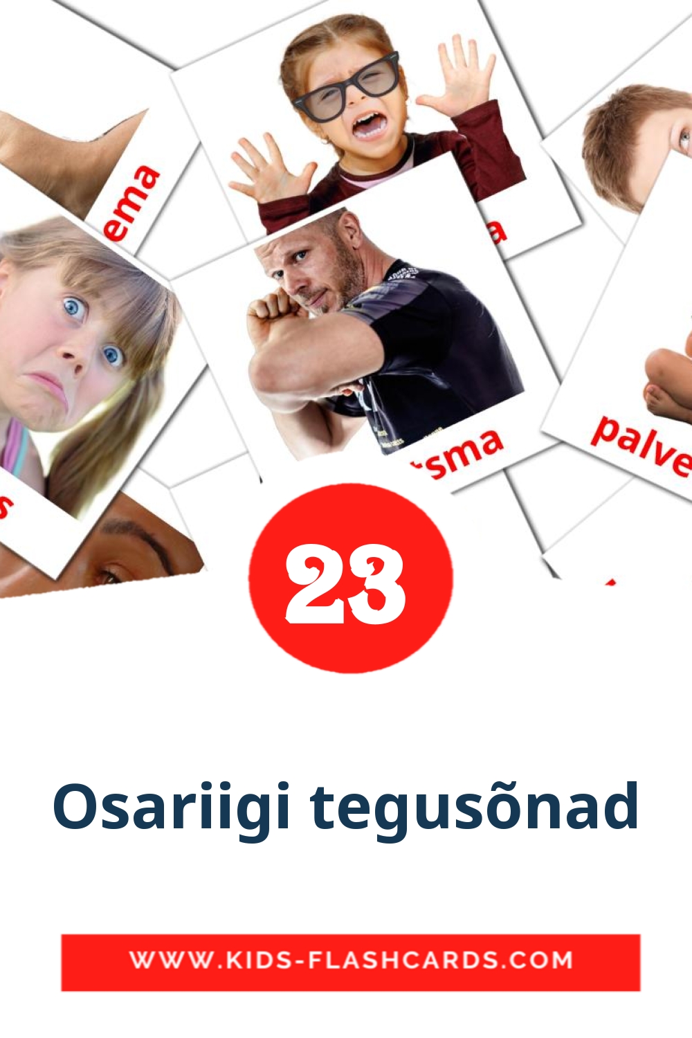 23 carte illustrate di Osariigi tegusõnad per la scuola materna in estone