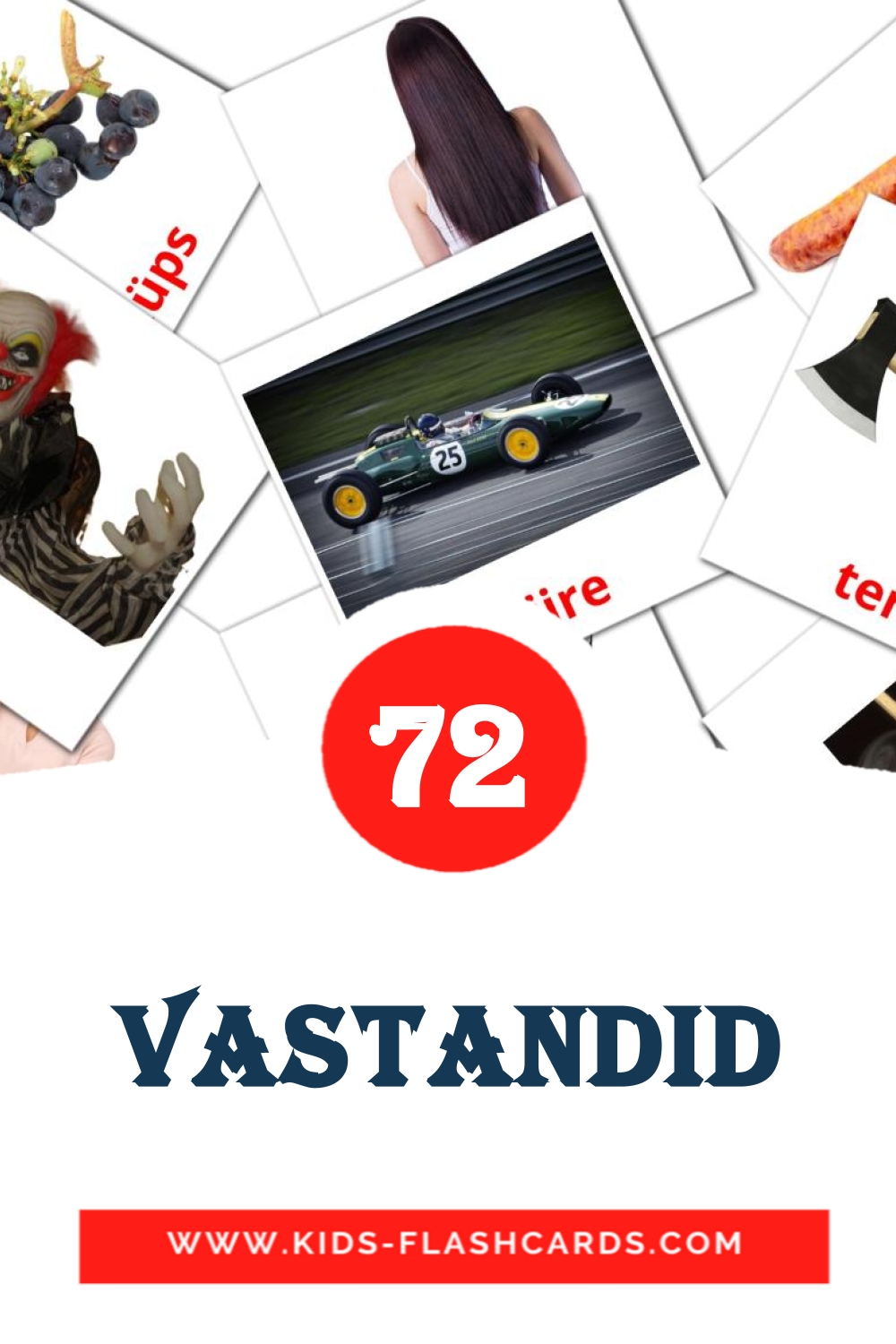 74 vastandid Picture Cards for Kindergarden in estonian