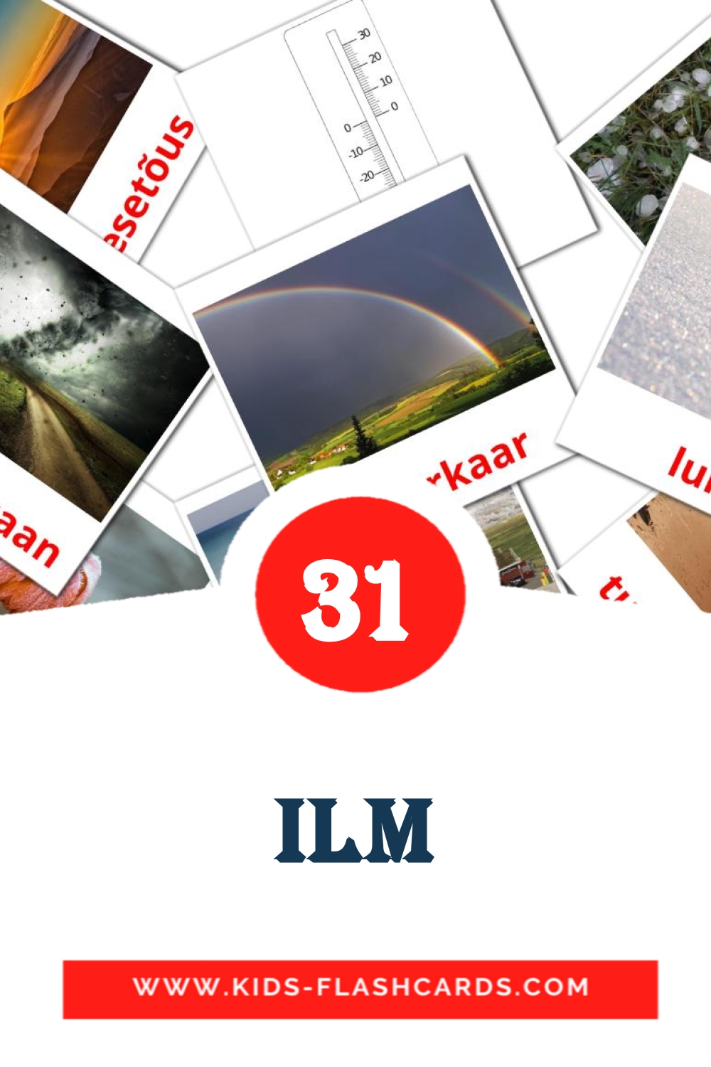 31 cartes illustrées de Ilm pour la maternelle en estonien