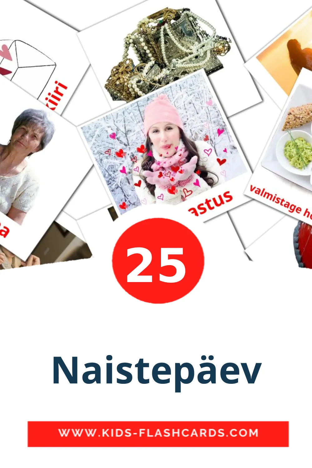 25 bildkort med Naistepäev för barnträdgården på norwegian