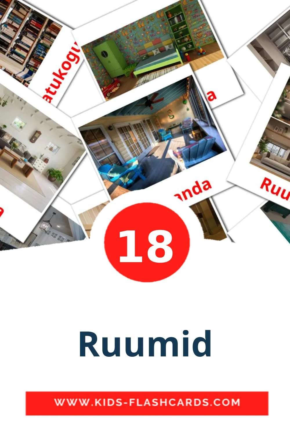 18 Ruumid fotokaarten voor kleuters in het estlands