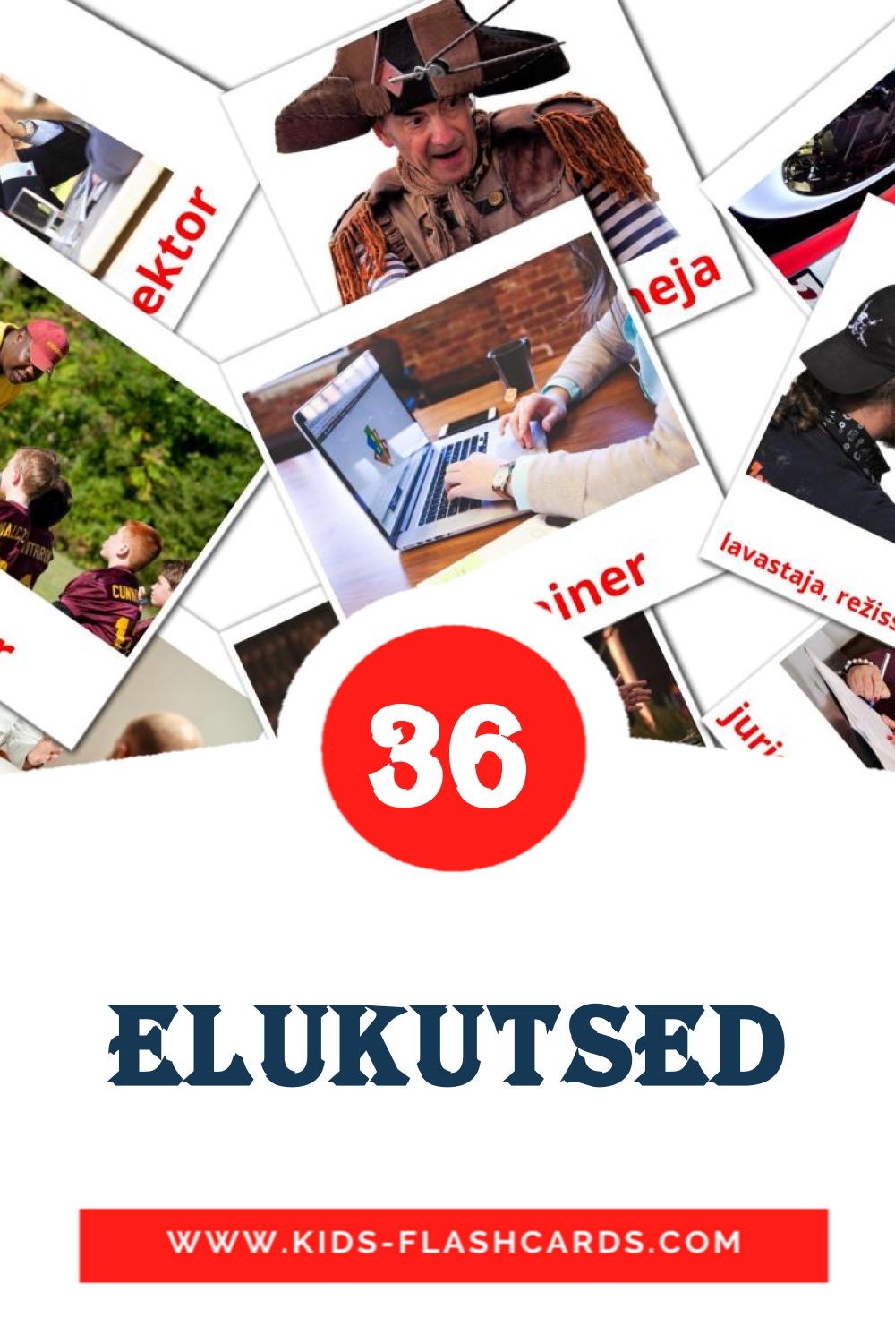 36 Elukutsed Picture Cards for Kindergarden in estonian