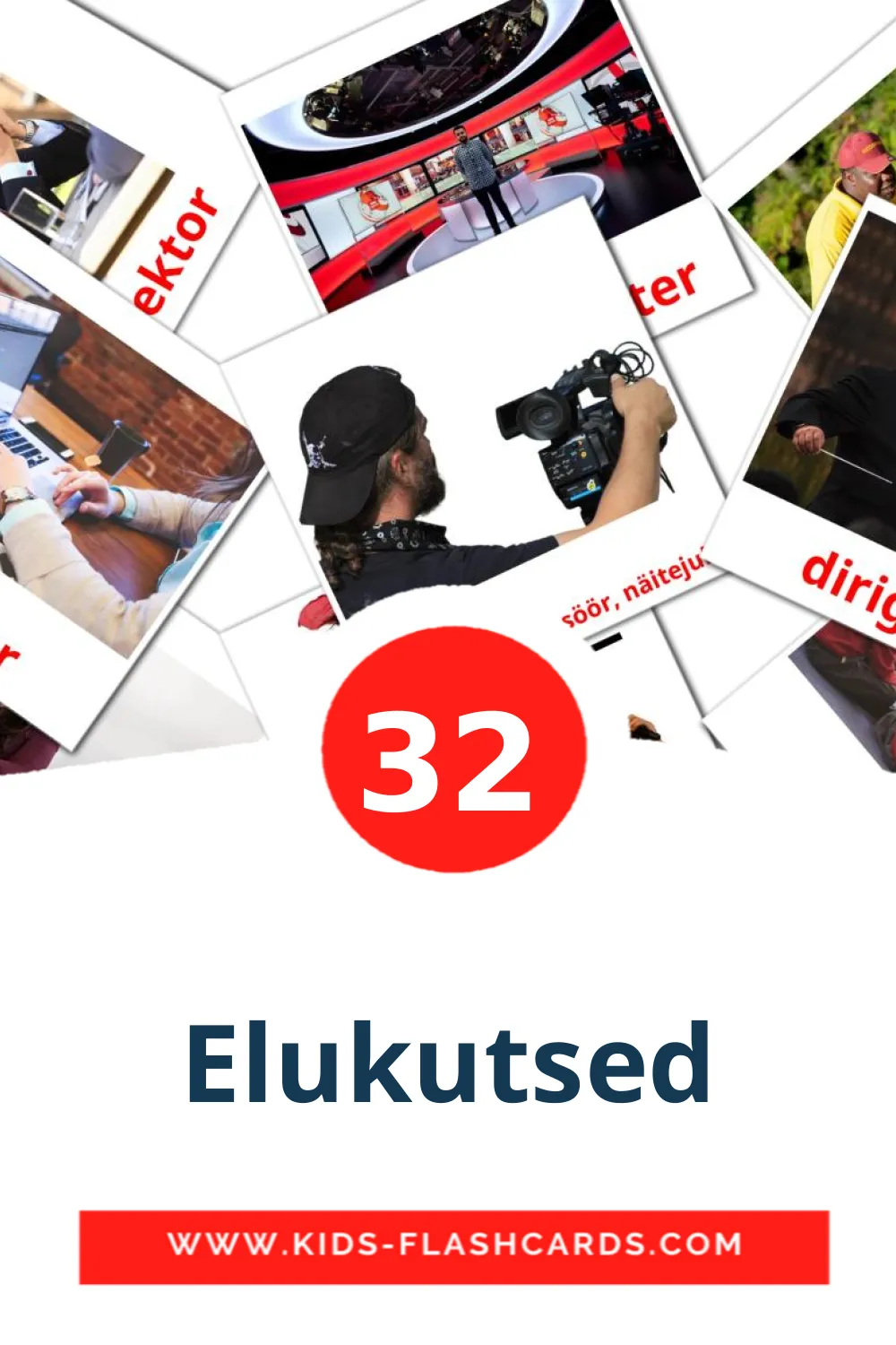 32 Elukutsed Picture Cards for Kindergarden in estonian