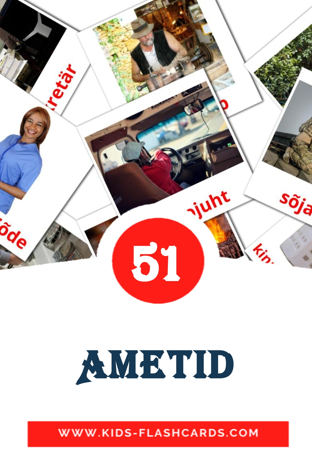 51 Ametid Picture Cards for Kindergarden in estonian