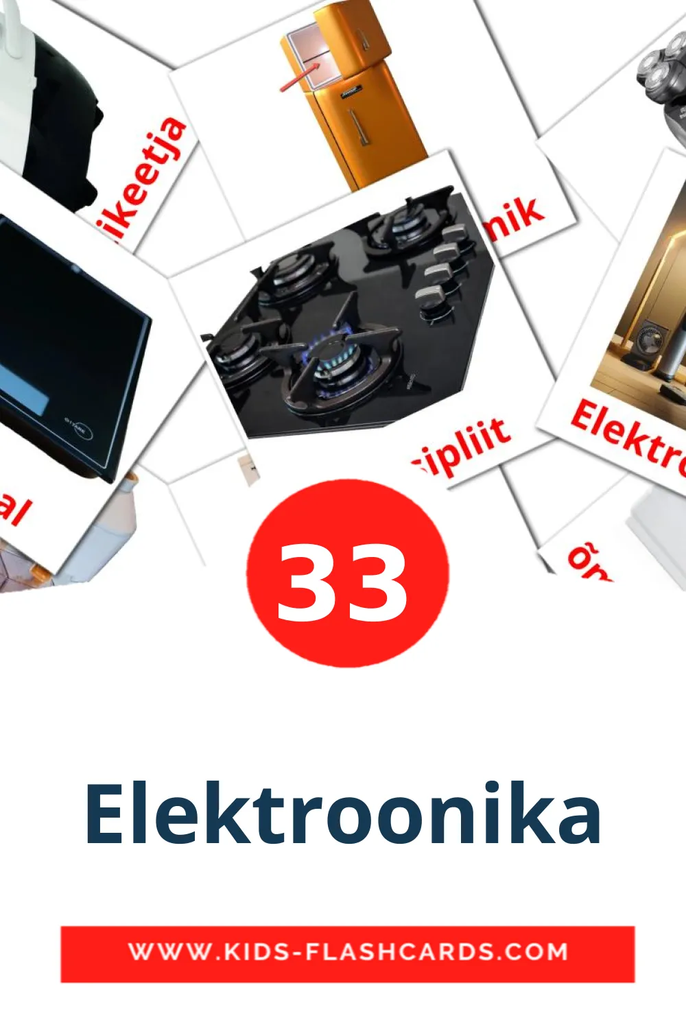 33 Elektroonika fotokaarten voor kleuters in het estlands