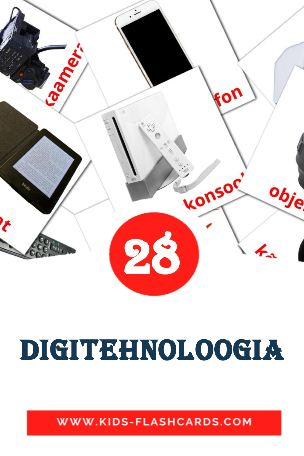28 tarjetas didacticas de Digitehnoloogia para el jardín de infancia en estonio