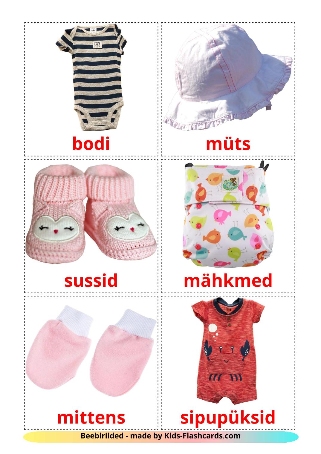 Baby clothes - 12 Free Printable estonian Flashcards 