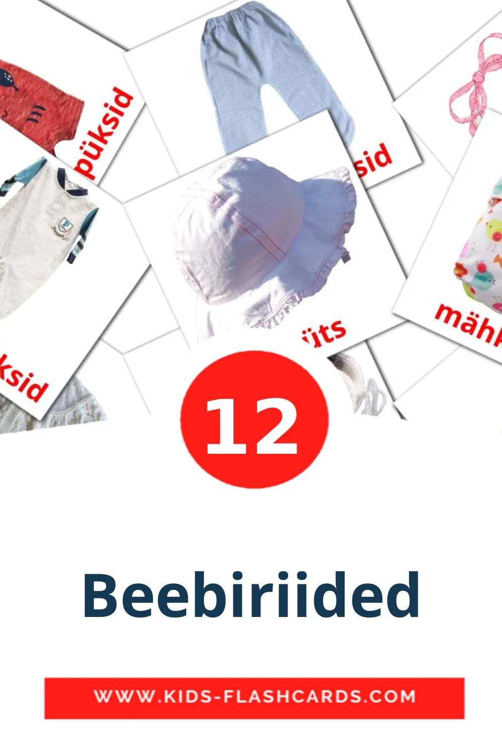 12 cartes illustrées de Beebiriided pour la maternelle en estonien