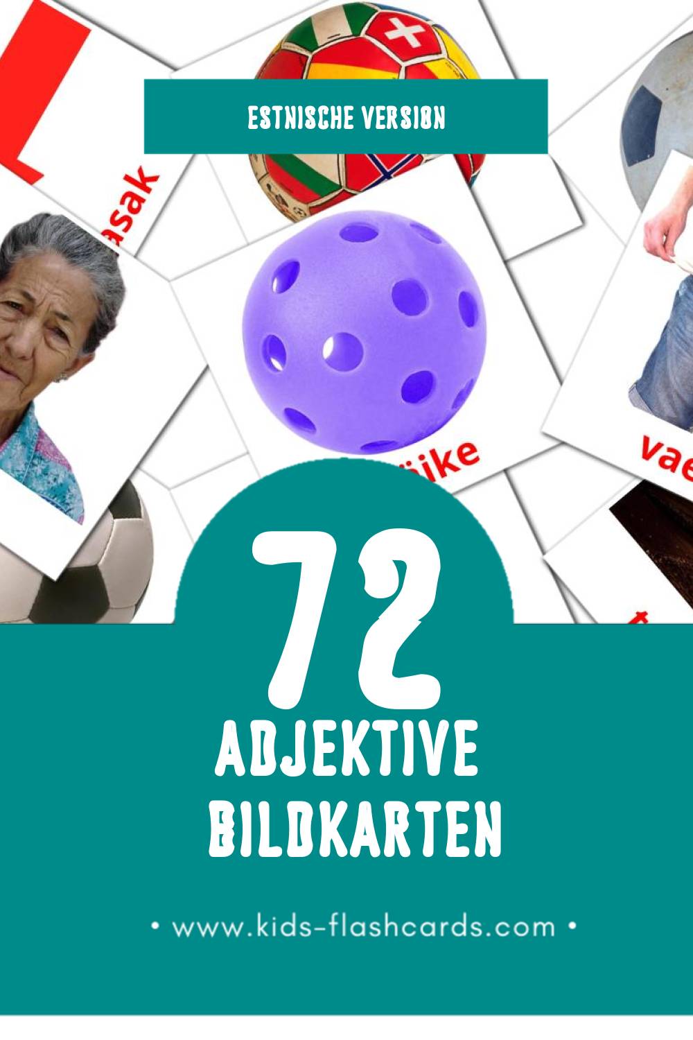 Visual omadussõnad Flashcards für Kleinkinder (74 Karten in Estnisch)