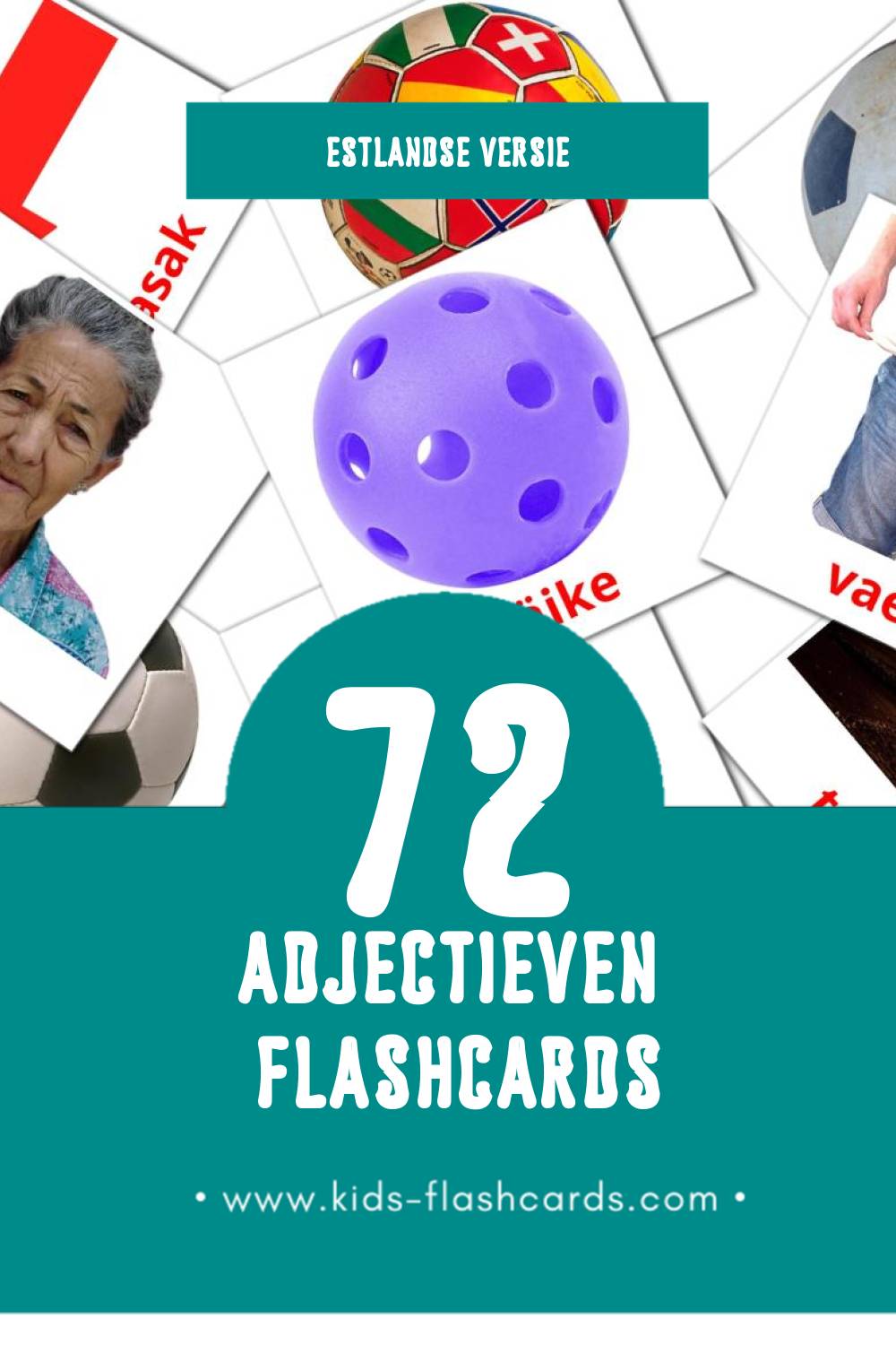 Visuele omadussõnad Flashcards voor Kleuters (72 kaarten in het Estlands)