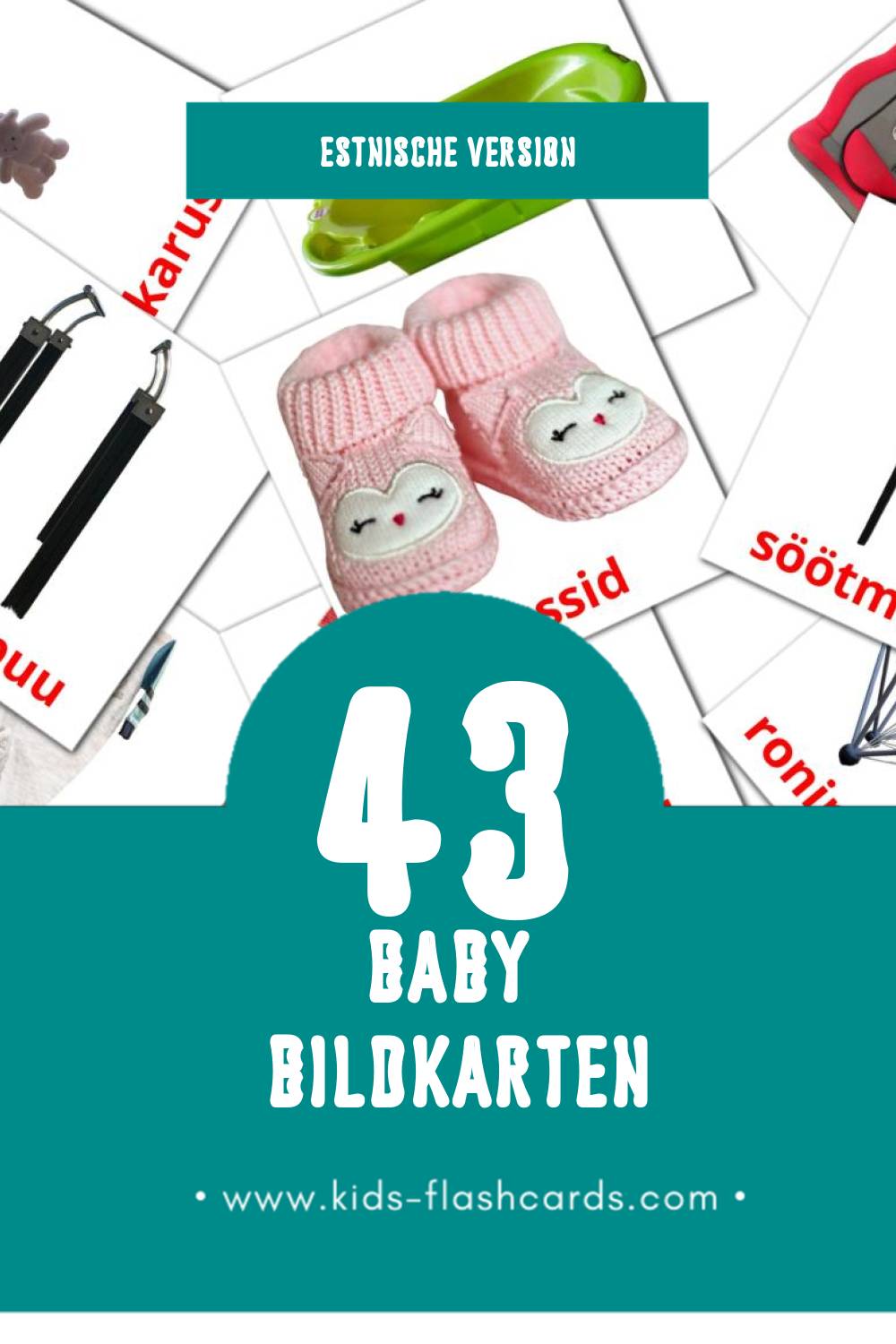 Visual Beebi Flashcards für Kleinkinder (43 Karten in Estnisch)