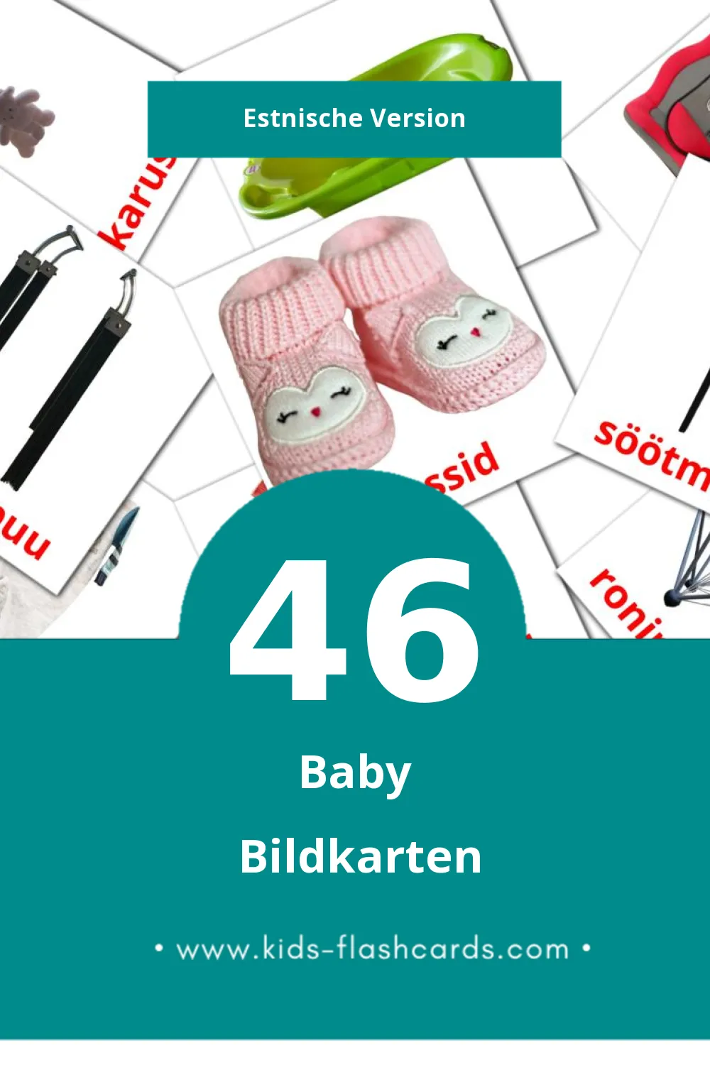 Visual Beebi Flashcards für Kleinkinder (46 Karten in Estnisch)