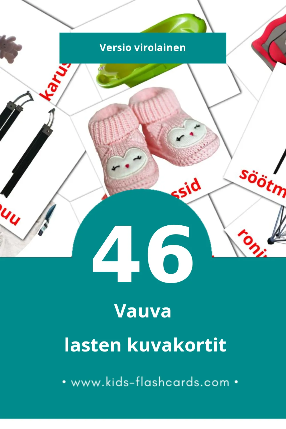 Beebi lasten kuvakortit pikkulapsille (46 korttia Virolaiseksi)