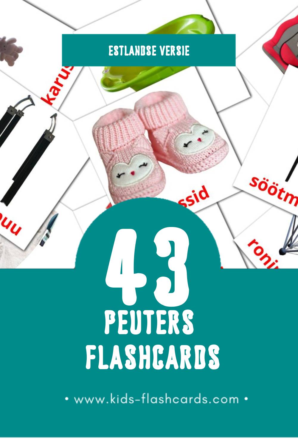 Visuele Beebi Flashcards voor Kleuters (43 kaarten in het Estlands)